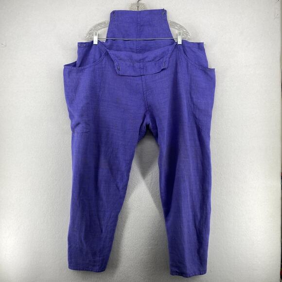 ANGELHEART DESIGNS Outfit M Linen Boxy Top & Tapered Pants 2 Pieces Blue USA VTG - Picture 3 of 16